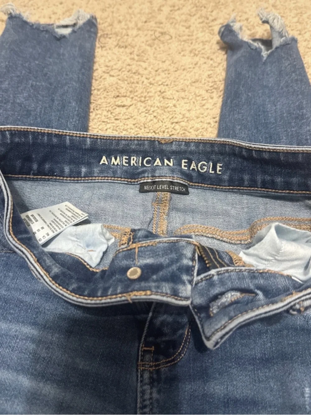 American Eagle Outfitters Dark Blue Ripped Skinny Jeans